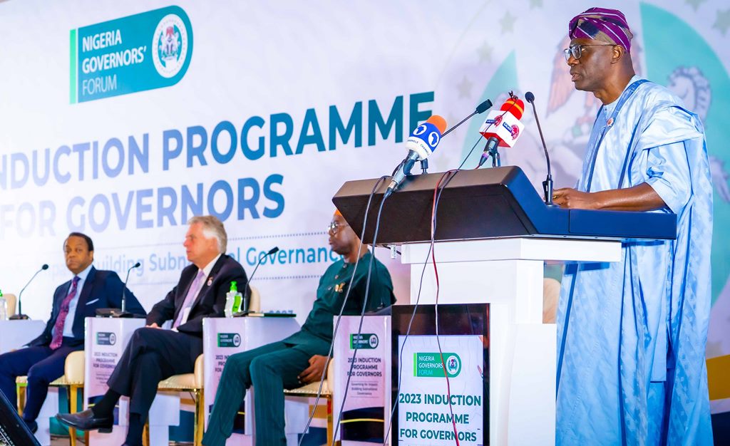 SANWO-OLU SHARES LAGOS GOVERNANCE EXPERIENCE WITH NEW GOVERNORS AT INDUCTION